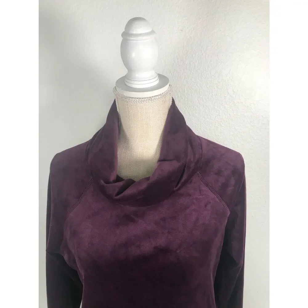 Calvin Klein Aubergine Cowl Neck Velour Pullover - PS